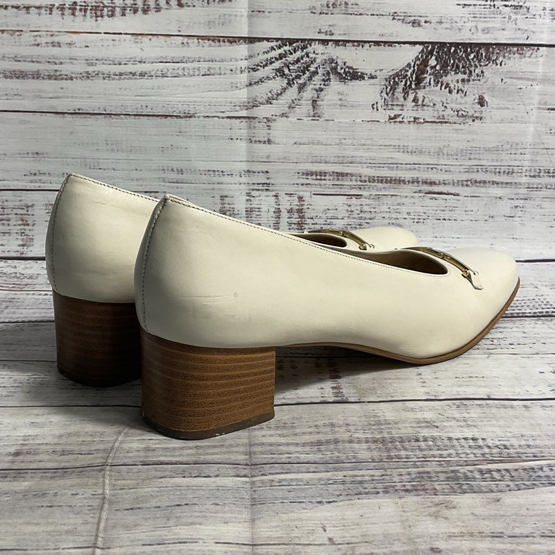 Salvatore Ferragamo Boutique H47 Cream Leather Horsebit Toe Pump Heel Women's 9