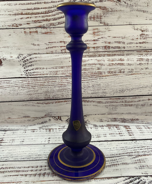 Antique Satin Cobalt Blue Candle Holder