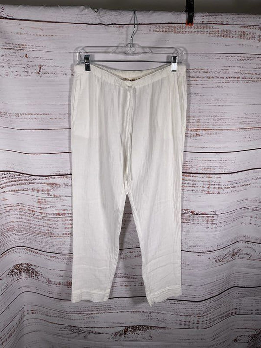 Xirena Women's White Drawstring Lounge Elastic Cotton Pants Size M