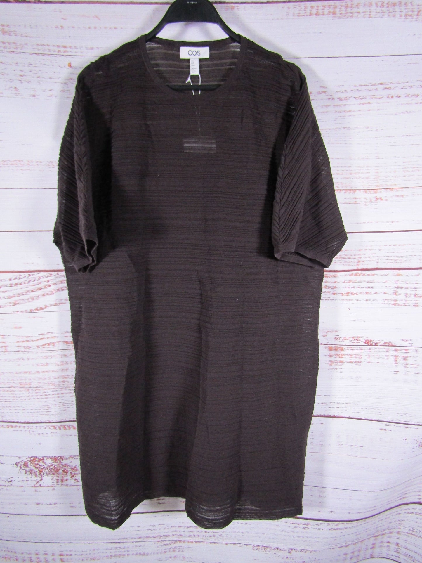 COS Women's Brown Pleated Knit Mini Dress Size M