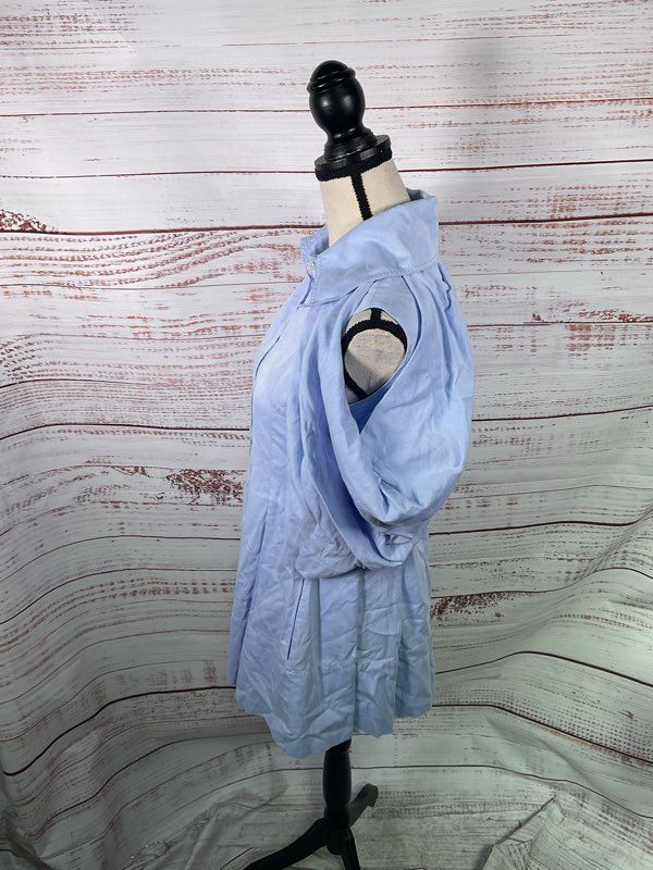 Pinko Women's Blue Poplin Loose Sleeve Short Button Dress Size S US