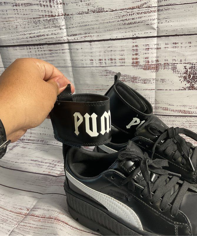 PUMA Fenty By Rihanna Black/White Ankle Strap Creeper Platform Sneakers Size 6