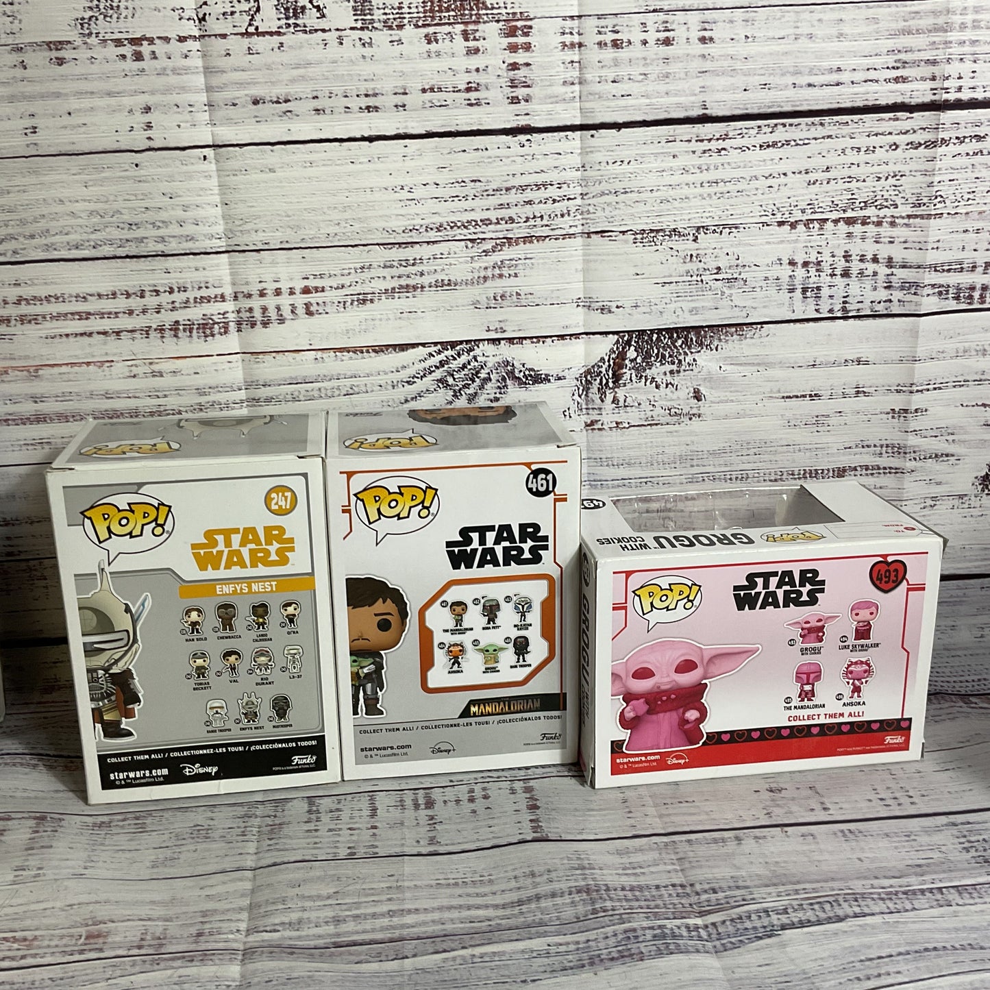 FUNKO POP Star Wars Grogu #493, Enfys Nest #248, Mandalorian with Grogu #461