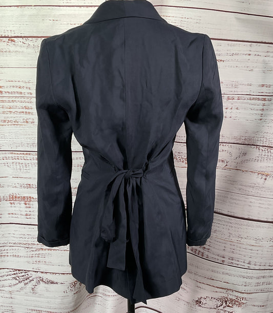 Massimo Dutti Tie Back Single Button Blazer Navy Blue 36