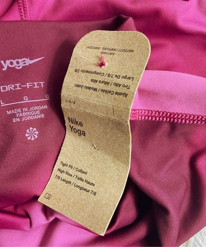Nike Yoga Dri-FIT High-Waisted 7/8 Gradient Dye Leggings Cosmic Fuchsia L