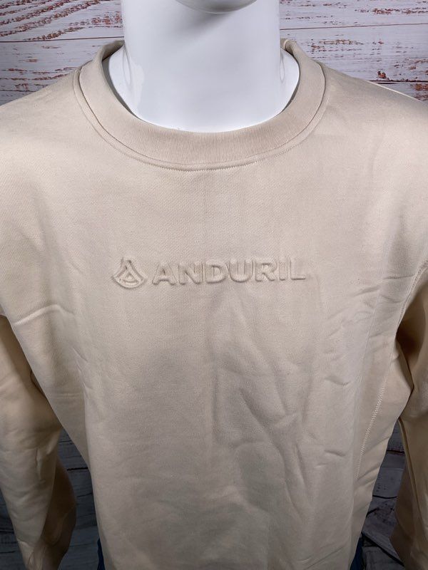 Anduril Industries Men's Cream Heavy 3D Embroidered Crewneck Sweatshirt 3XL