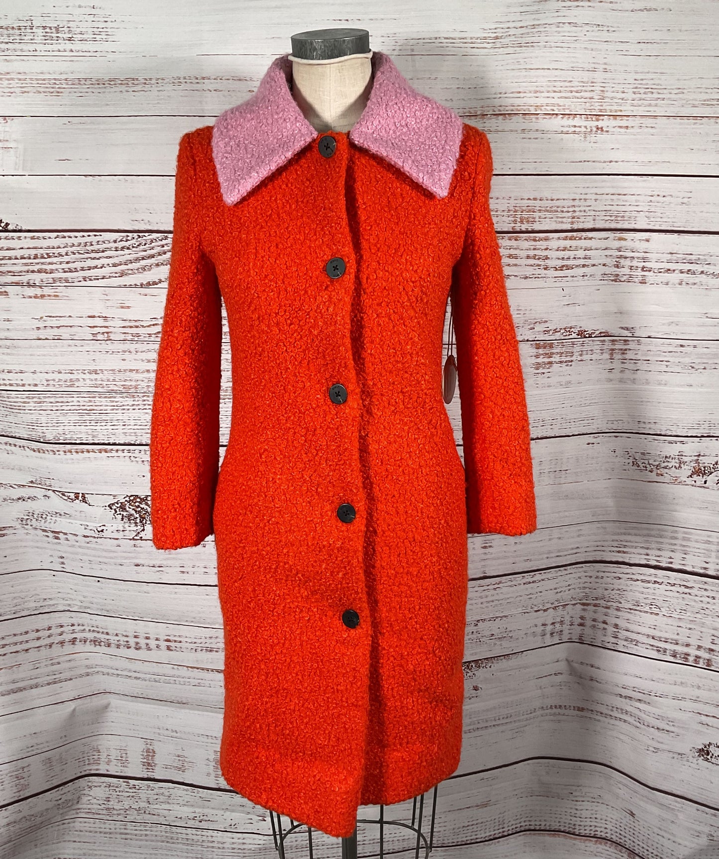 Staud Brushed Boucle Frankie Coat Rosebud Poppy XS