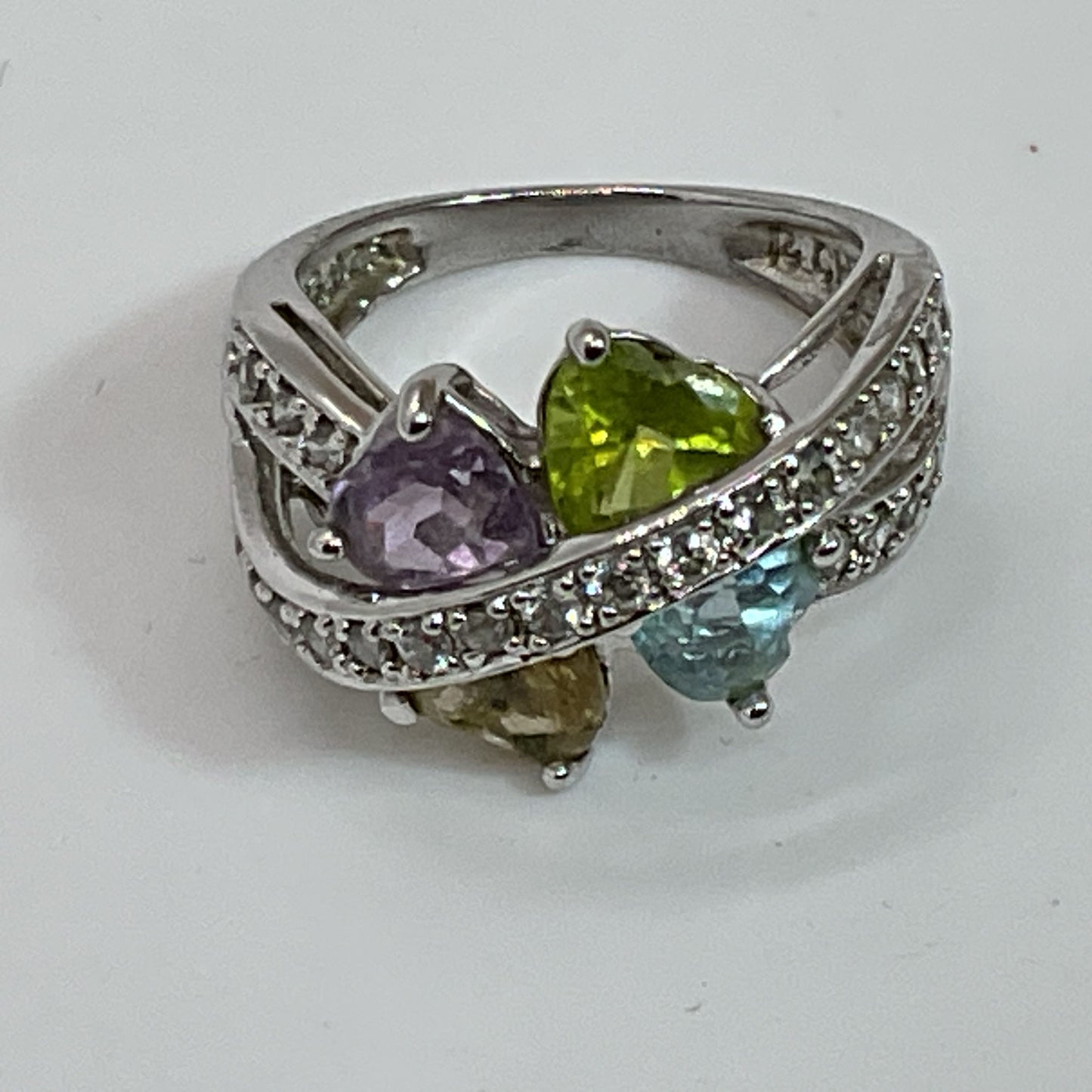 Sterling Silver Amethyst, Peridot, Blue Topaz, Citrine SZ 6.25 Ring- 4.90g