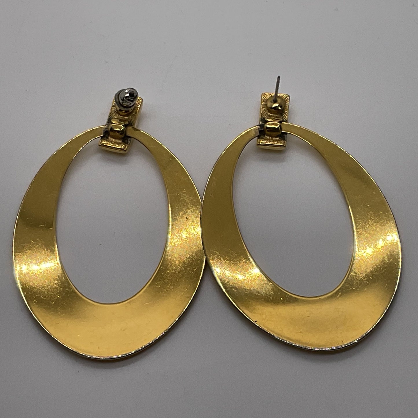 MONET Gold Tone Oval Dangle Earrings- 2.75"