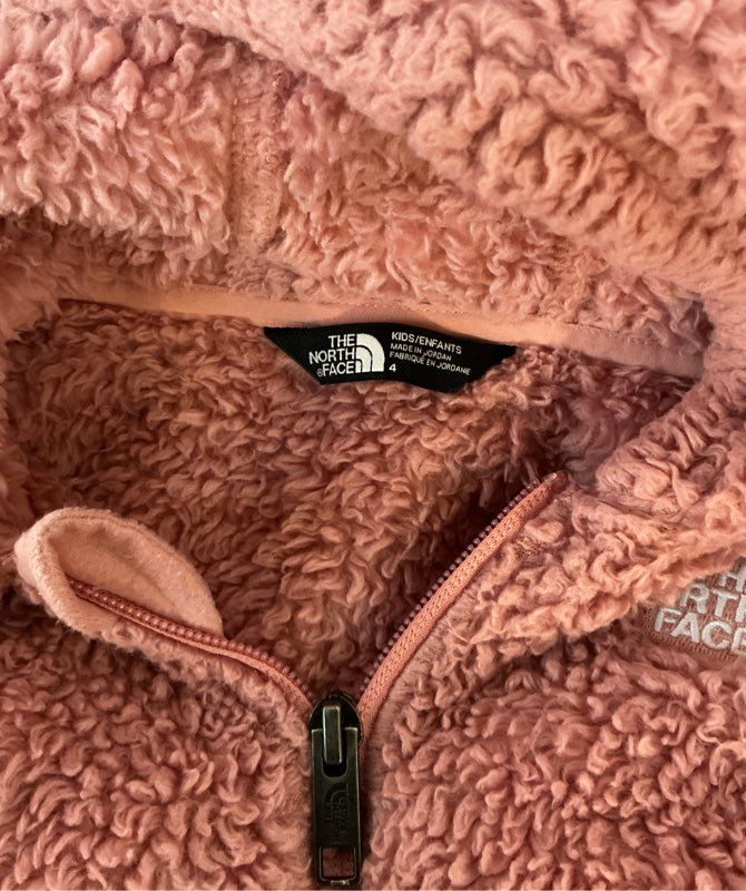 Kids The North Face Pink Fleece Hoodie Jacket Size 4