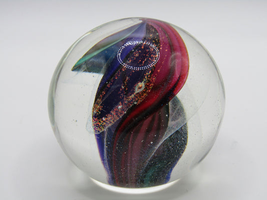 Vintage Bruce Freund Multi-Color Swirl Ribbon Glass Paperweight