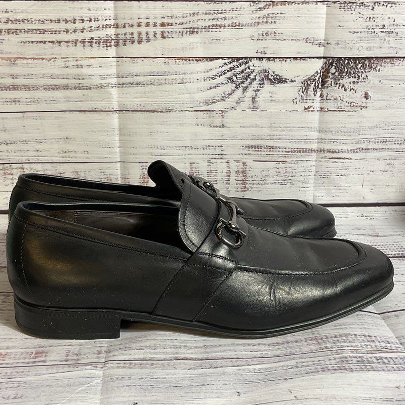 SALVATORE FERRAGAMO Men's Black Leather Loafer Dress Shoes- SZ 8