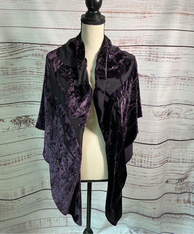 Women's Silk/Velvet Eggplant Scarf Size OS