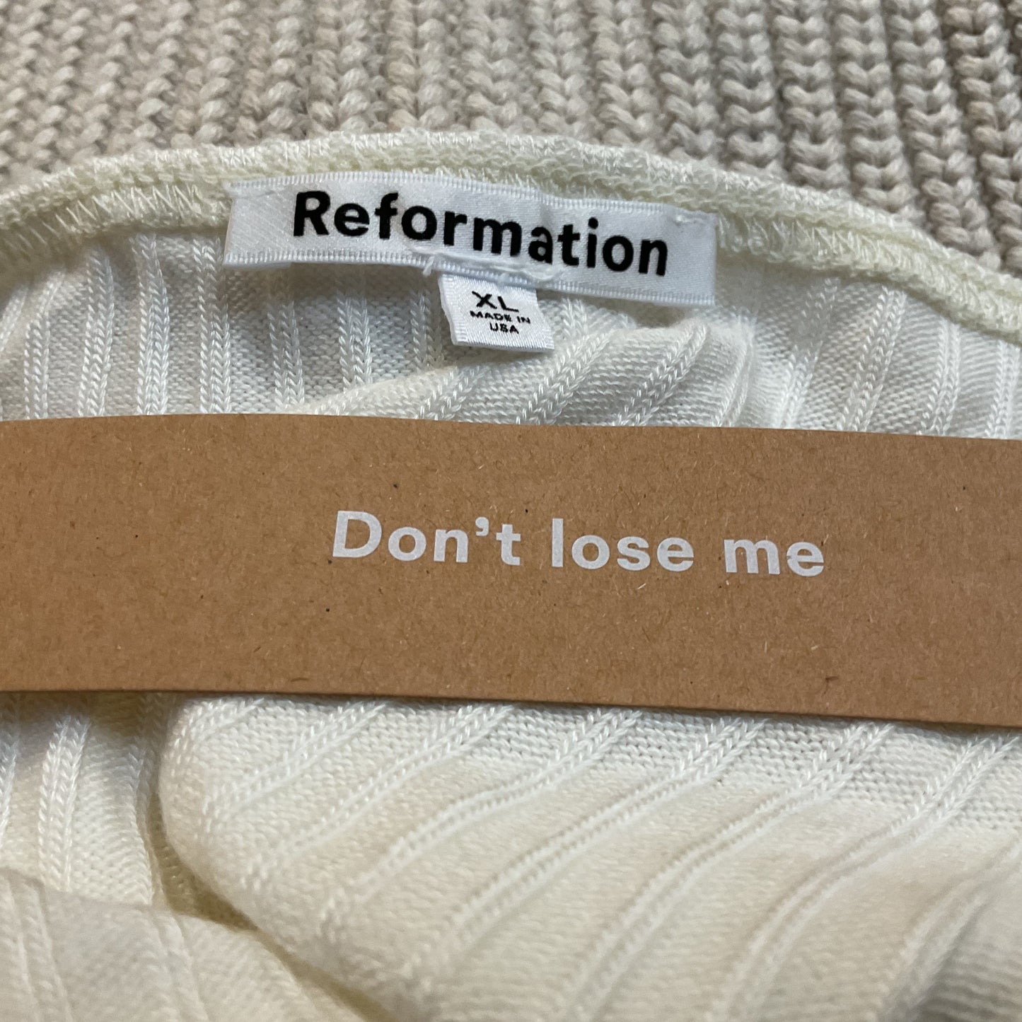 NWT REFORMATION White Bardot Square Neck Ribbed Cap Sleeve Blouse- SZ L