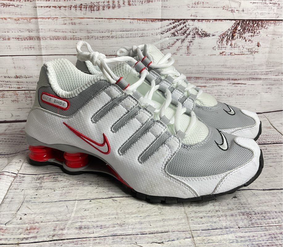 Nike Shox NZ Running Sneakers White Red Silver 6