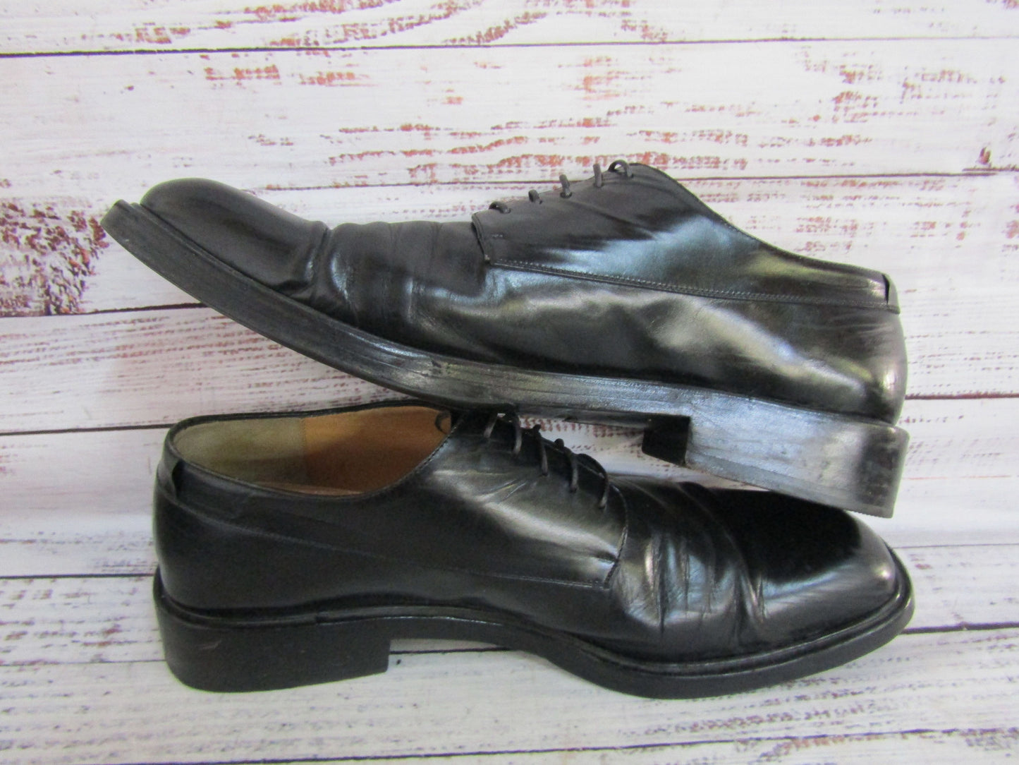 Salvatore Ferragamo Men's Black Leather Oxford Dress Shoes Size 11 Made in Italy