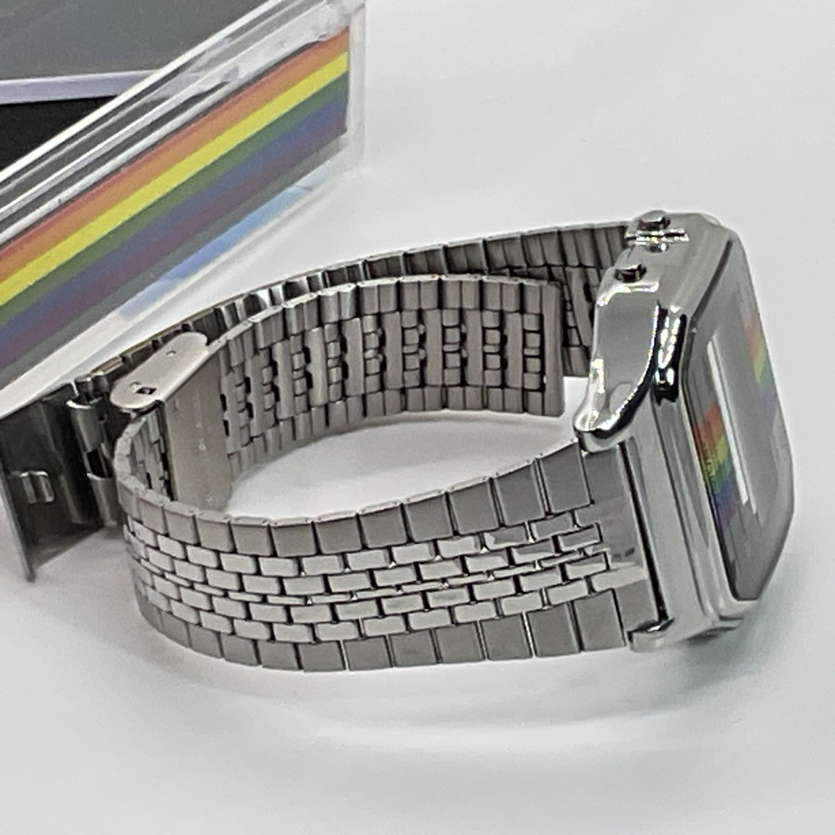 NEW TIMEX T80 Pride Rainbow Stainless Steel Digital Indiglo Watch