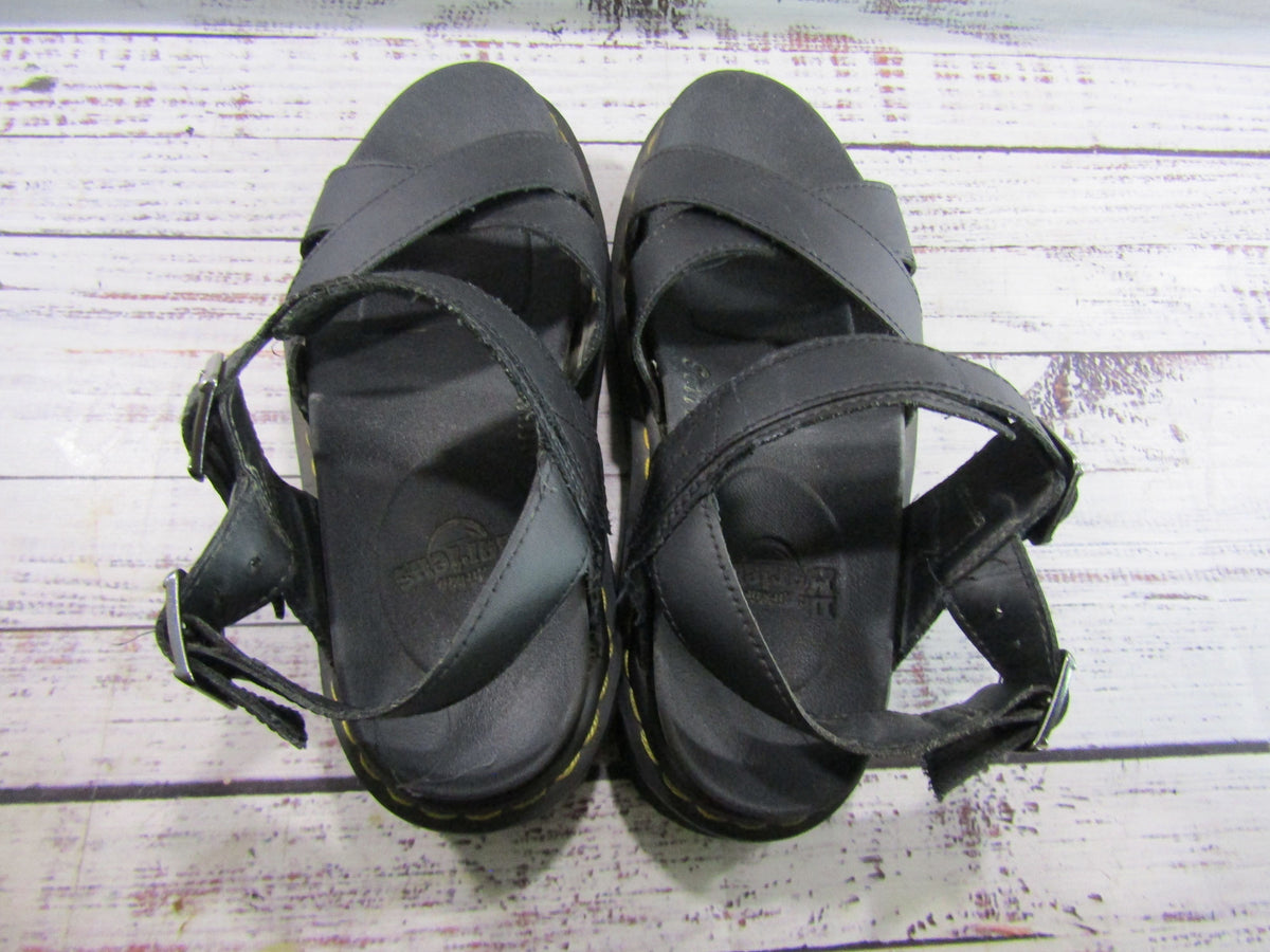 Dr. Martens Voss II Women's Black Leather Platform Sandals Size 8