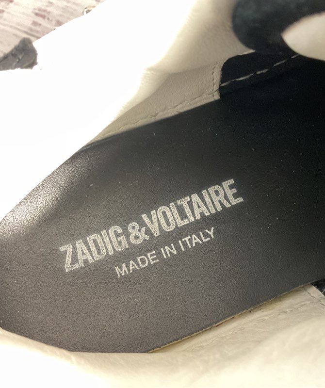 Zadig & Voltaire Nash Women's White Leather Studded Accent Sneaker Made in Italy