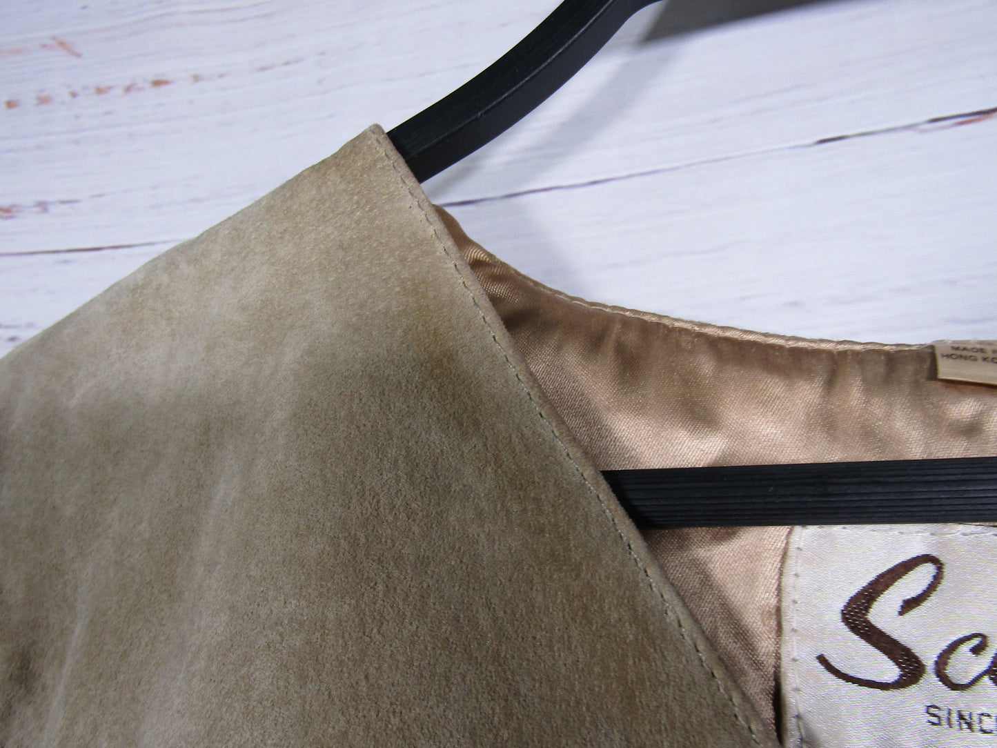 Vintage Scully Women's Beige Leather Fringe Top Size 14