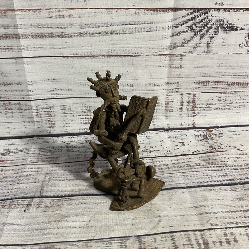 Brass West African Figure Sitting 5" Sculpture