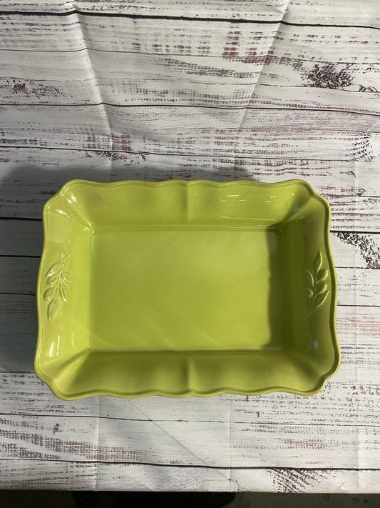 Arenito Stoneware Green Casserole Tray Made In Portugal 14.5" X 10.5"