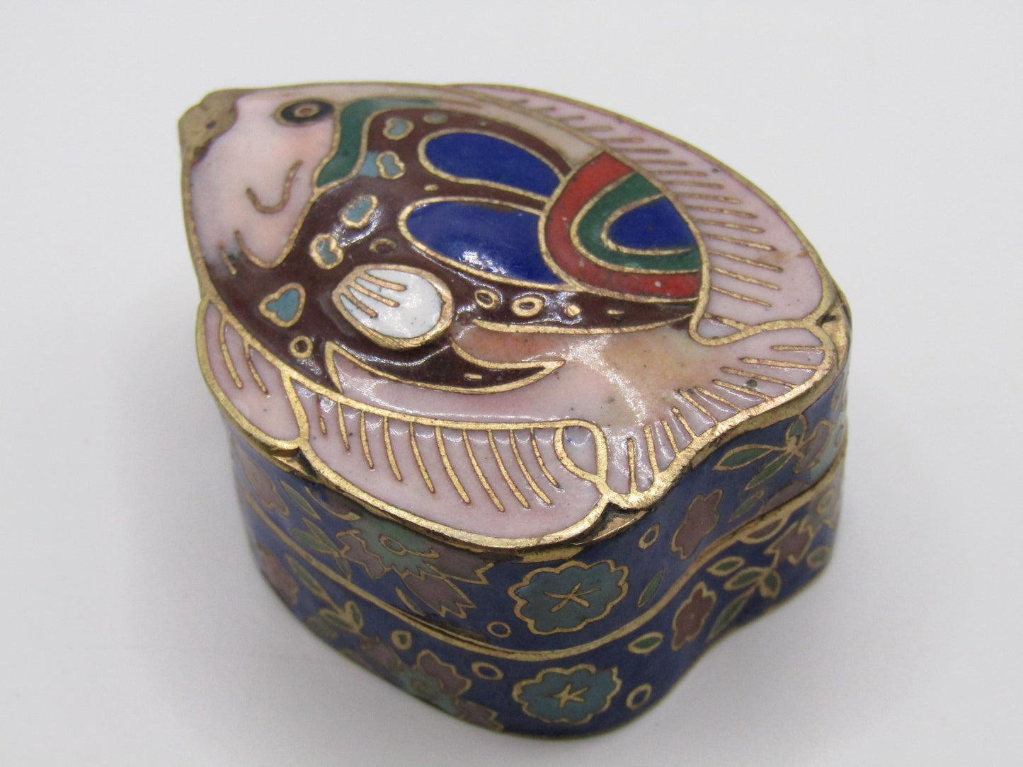 Vintage Handcrafted Cloisonne Enamel Fish Pill Box