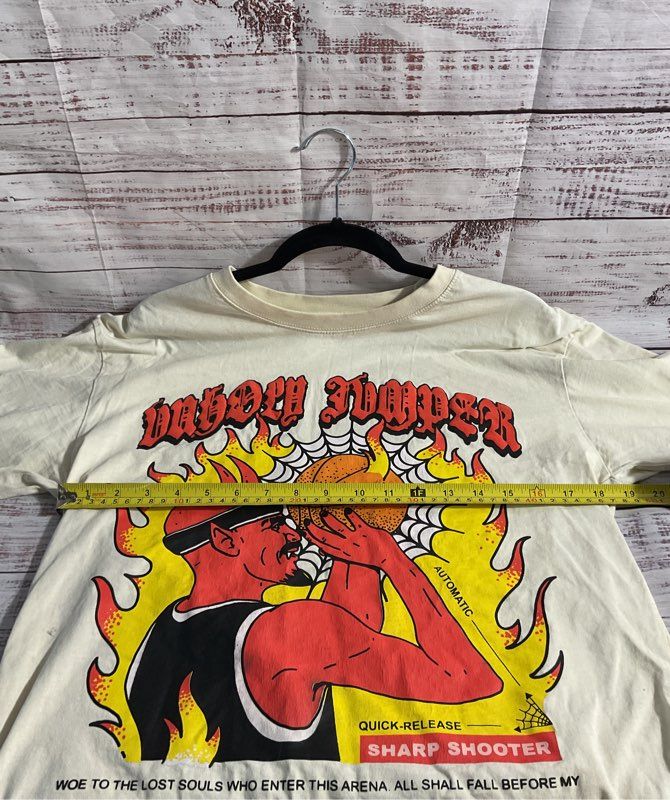 Men's Market Unholy Jumper Graphic T-Shirt White Size M