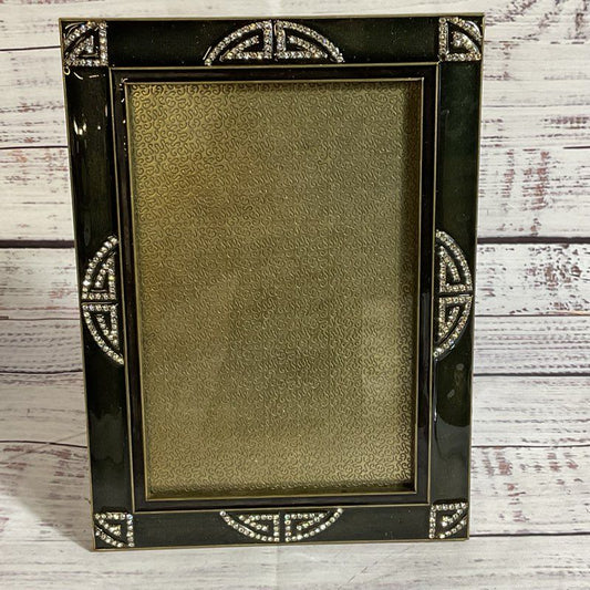 VTG. COSMO Collection Brass Enamel & Rhinestone 5.5" x 3.5" Picture Frame
