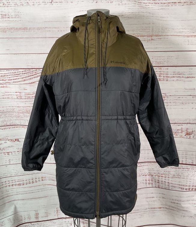 Columbia Flash Challenger Sherpa Lined Long Jacket Black Olive Green M