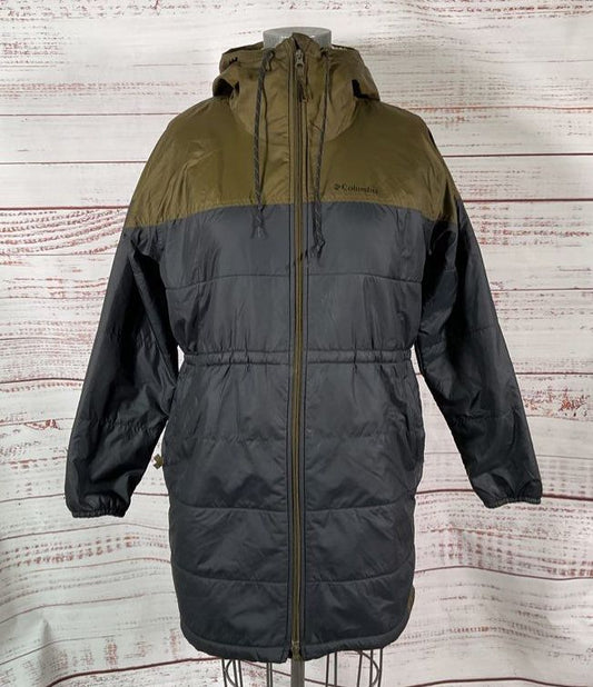 Columbia Flash Challenger Sherpa Lined Long Jacket Black Olive Green M