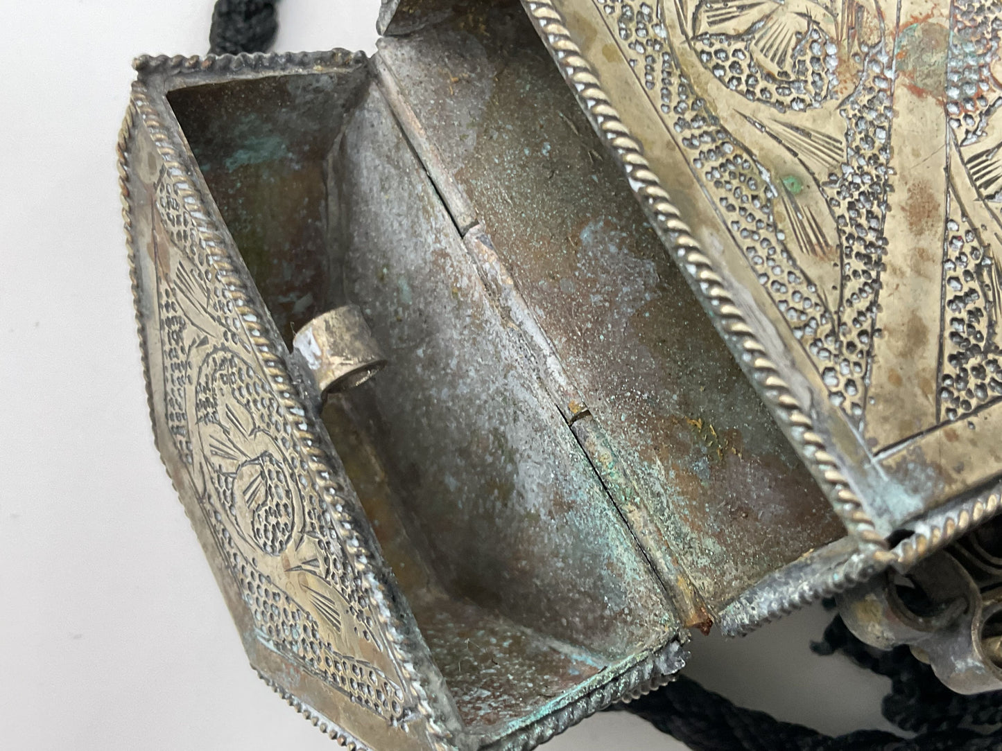 VTG./ANTIQUE Silver Tone Quran, Amulet Box, Hirz, Talisman Box- 3.25" x 2.25"