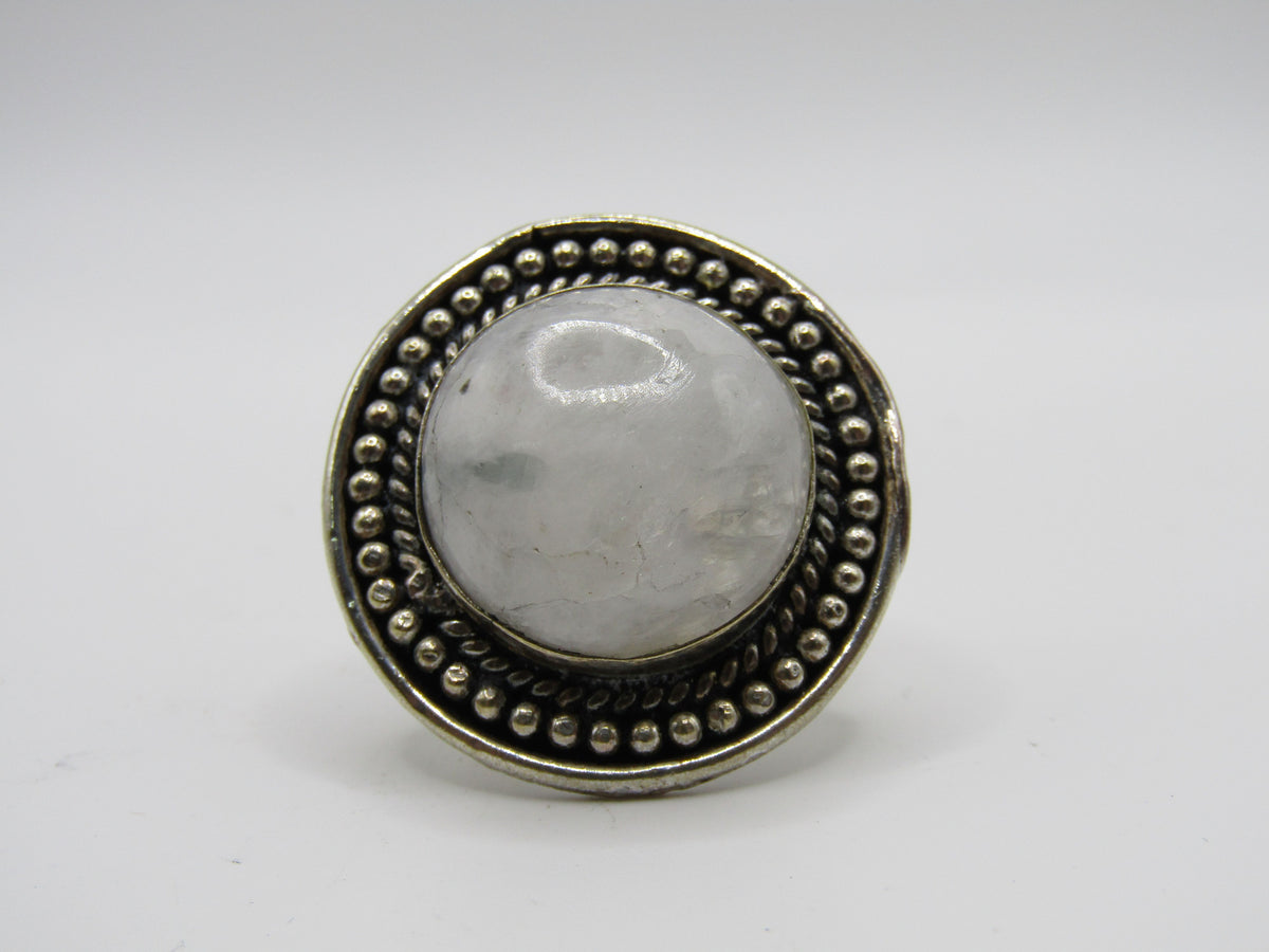 Artisan Handcrafted Sterling Silver Moonstone Cabochon Ring Size 9