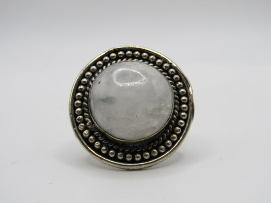 Artisan Handcrafted Sterling Silver Moonstone Cabochon Ring Size 9