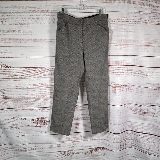 Giorgio Armani Black White Herringbone Wool Blend Trousers Pants - Size 44US