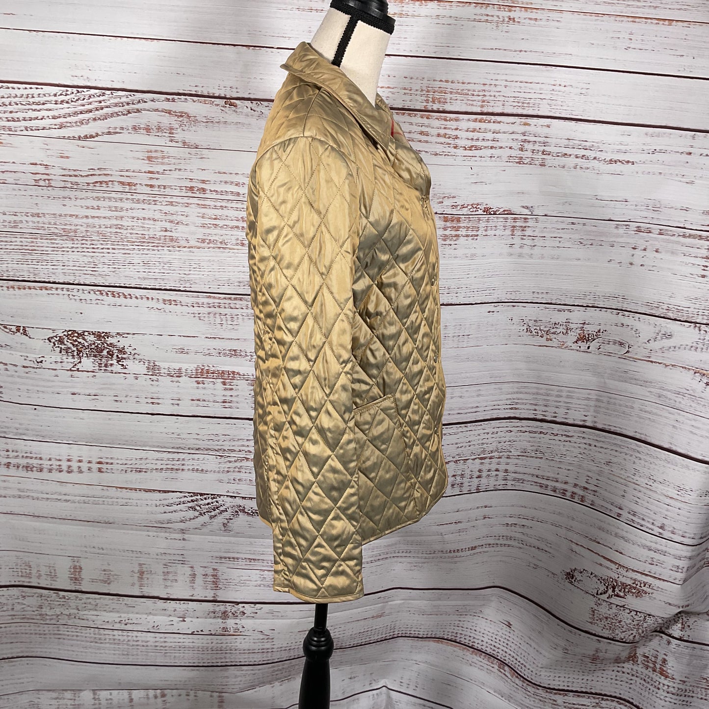 Burberry Gold Quilted Snap Button Jacket - Size XS