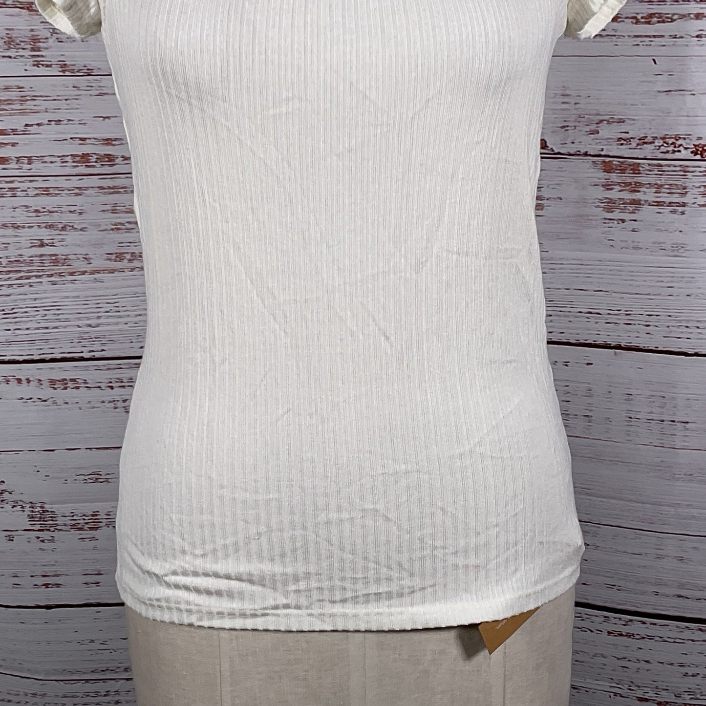 NWT REFORMATION White Bardot Square Neck Ribbed Cap Sleeve Blouse- SZ L