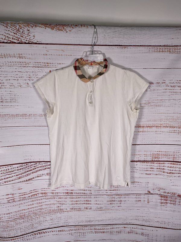 Burberry Boys White Polo Nova Check Collared Short Sleeve Shirt Size 14Y