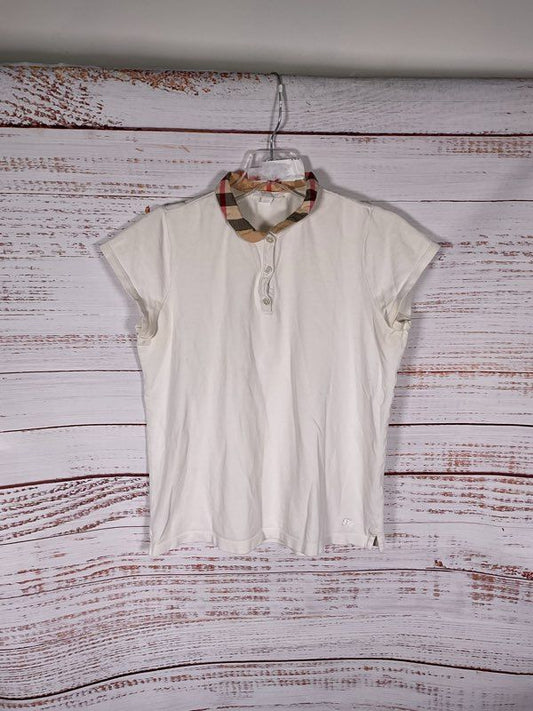Burberry Boys White Polo Nova Check Collared Short Sleeve Shirt Size 14Y