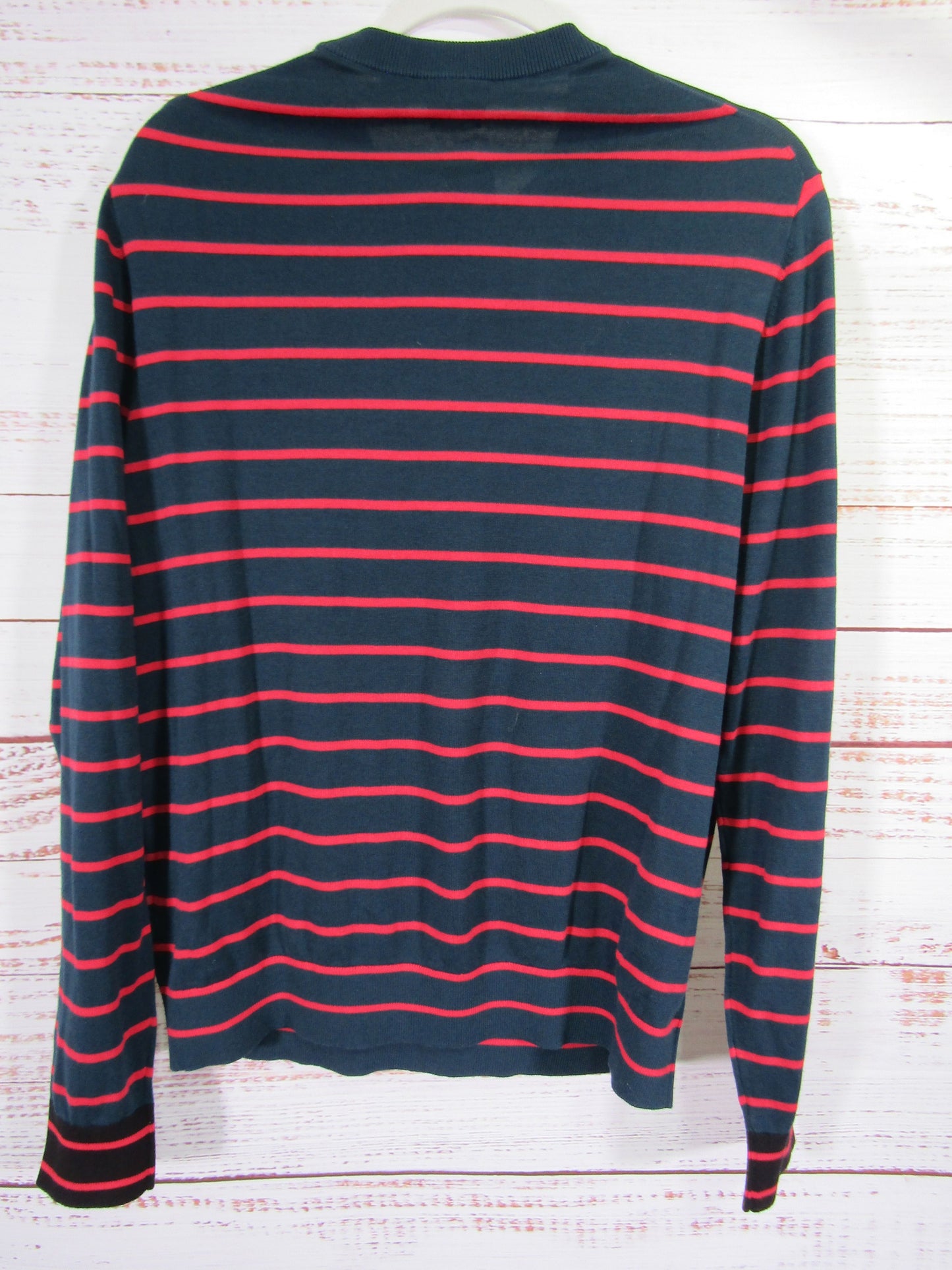 Paul Smith Men's Blueish Green Red Stripe Pullover Crew Neck Sweater Size L