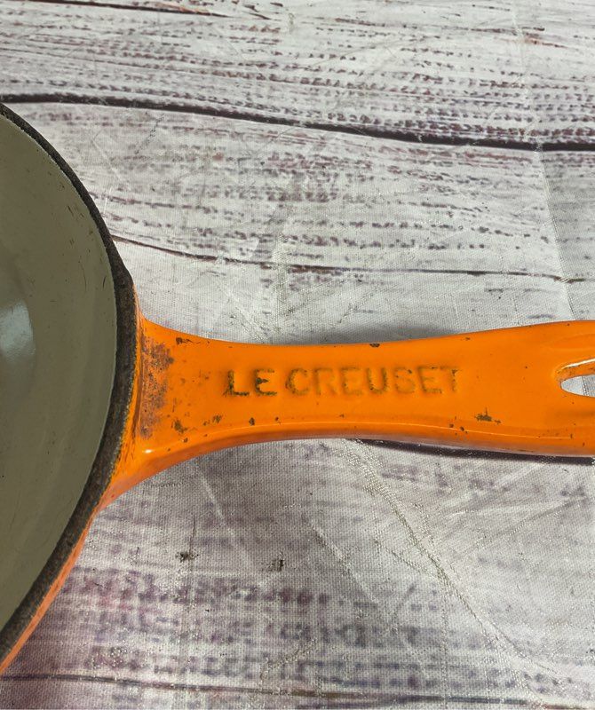 Vintage Le Creuset 6 1/2" Small Skillet Frying Pan Enameled Cast Iron Orange