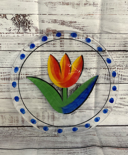 Kosta Boda Ulrica Hydman Vallien Tulip Plate Multicolor