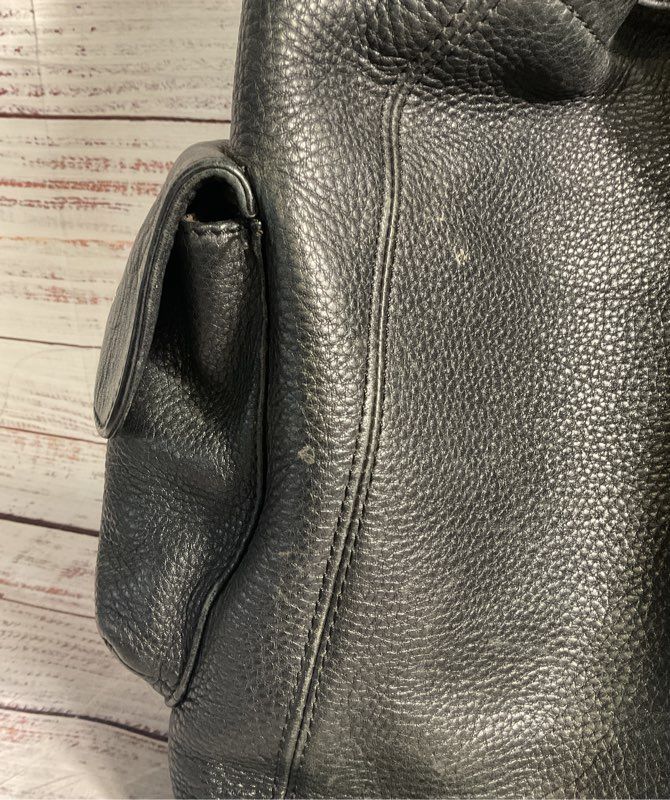 Oroton Women's Black Genuine Leather Bucket & Drawstring Satchel Shoulder Bag