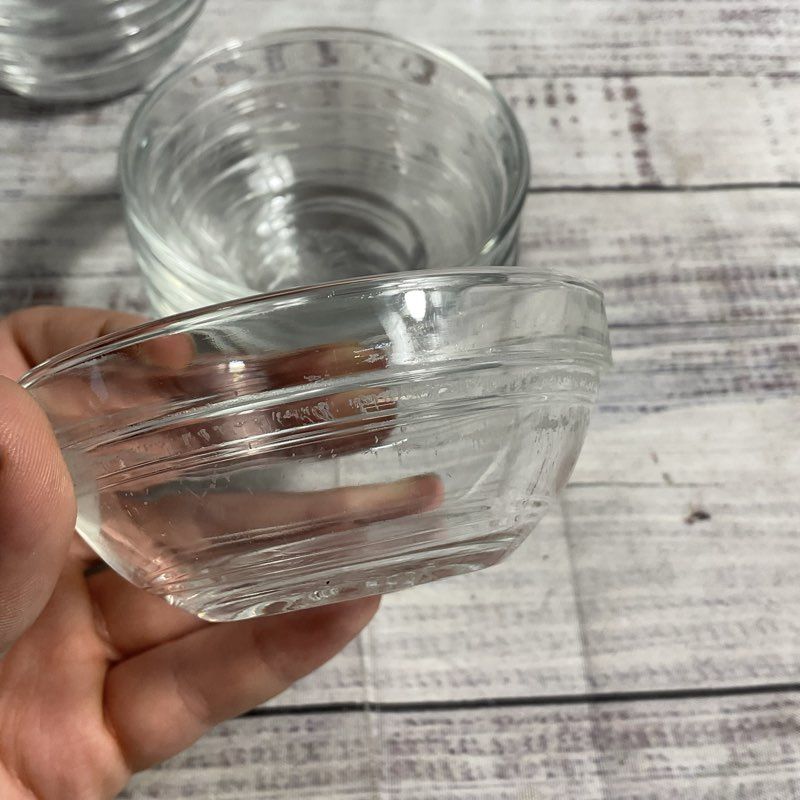 Set Of 11 Duralex Clear Glass 3.5" Custard Dipping Bowls