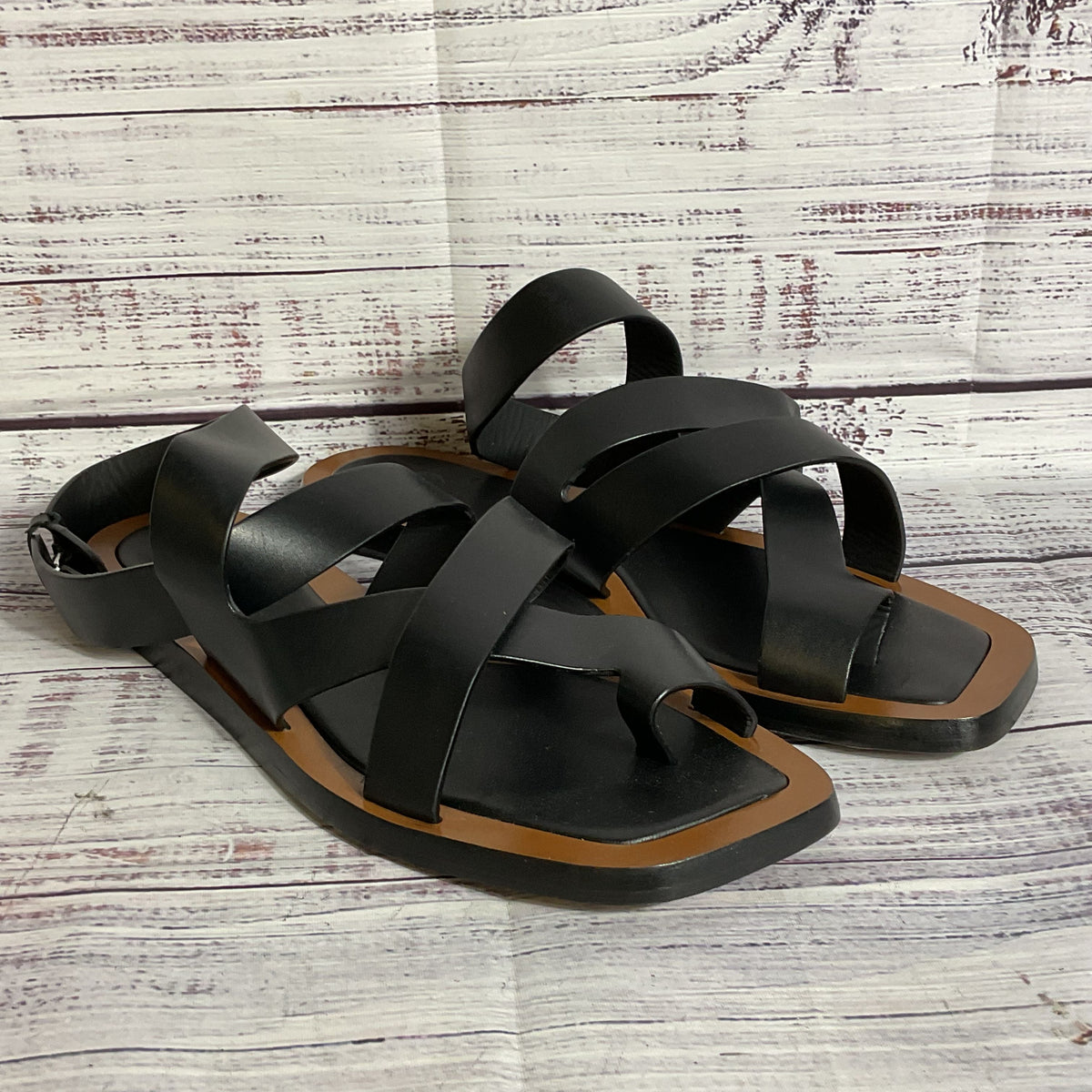 MASSIMO DUTTI Limited Edition Women's Black Strappy Sandals- SZ 8