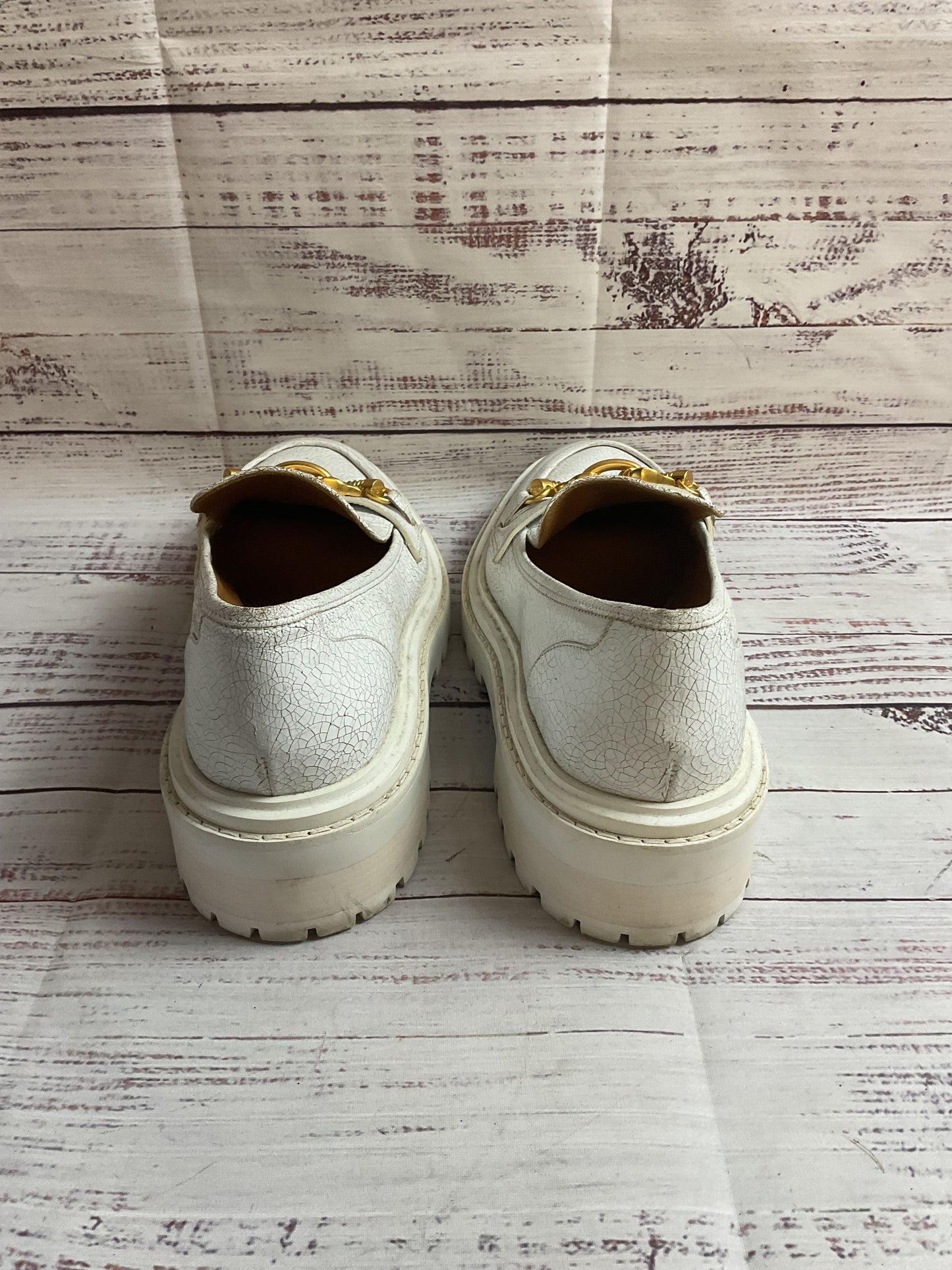 Tory Burch White Leather Loafer Horse Bridle Shoe Women 9.5