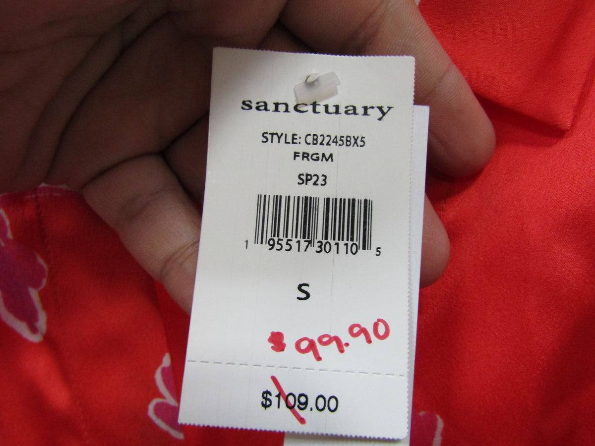 Sanctuary Lover Tie Women's Red Floral Button Down Blouse Size S