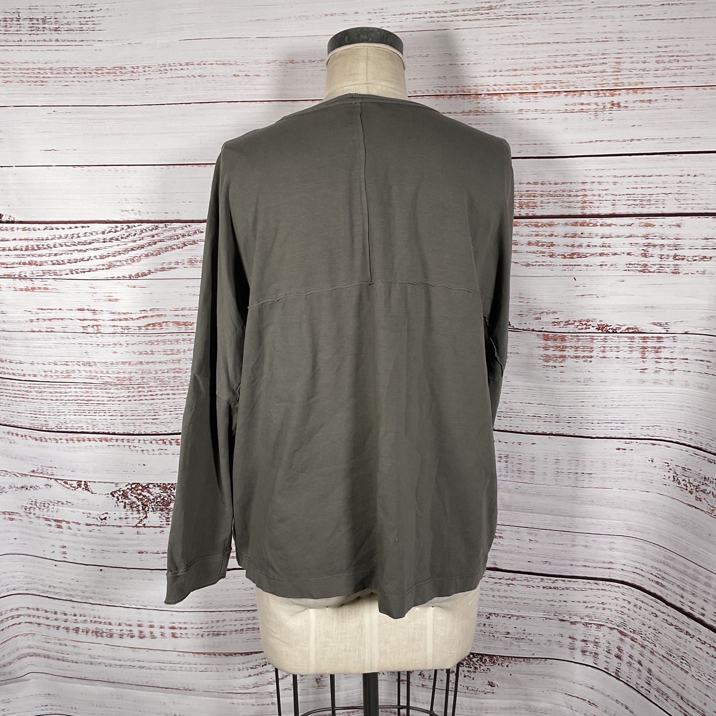 Ischiko Grey Raw Edge Long Sleeve Cotton Sweater - Size 3
