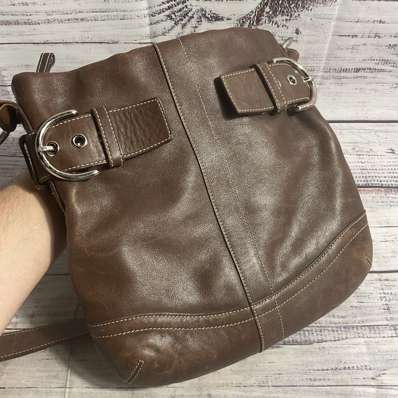 Coach 1452 Soft Duffle Brown Leather Shoulder Bag