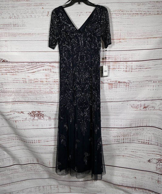 NWT Adrianna Papell Black V Neck Beaded Dress Size 2P Retail $289 STUNNING!!